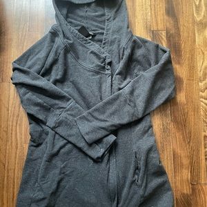 North Face Grey Zip Hooded Sweatshirt